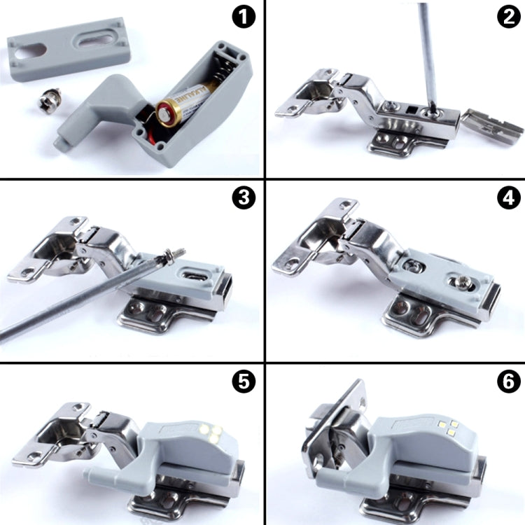 0.3W Universal Inner Hinge LED Sensor lamp Cupboard 3 LEDs Night light Auto ON/OFF Bulb, 1 PCS White Light, 1 PCS Warm White