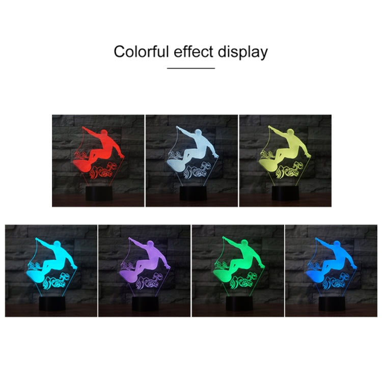 Surf Riding Shape 3D Colorful LED Vision Light Table Lamp, Charging Touch Version, Charging Touch Version