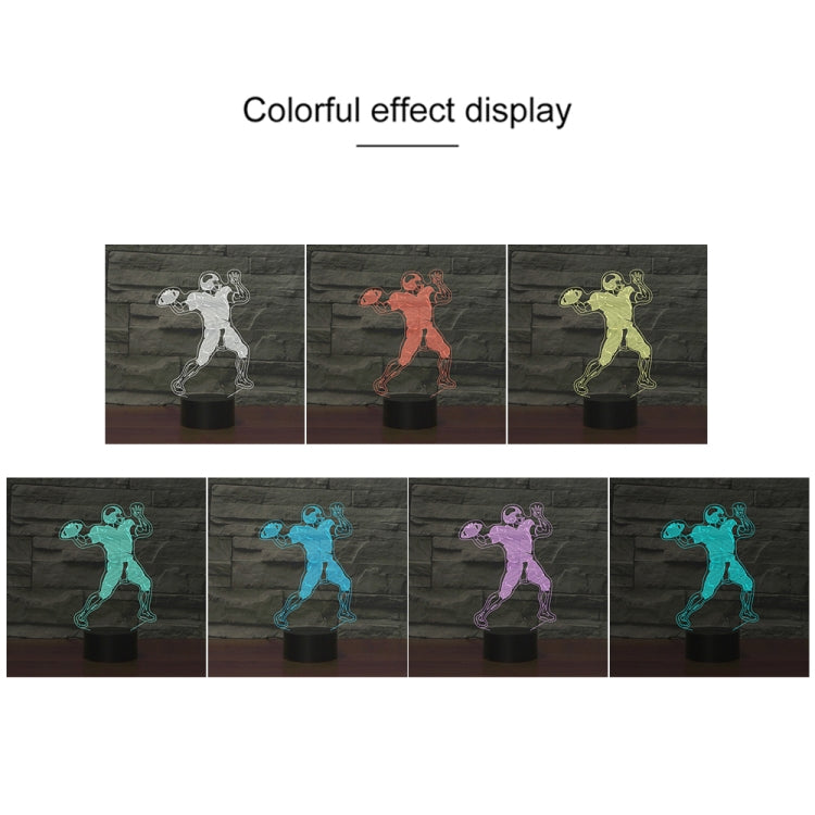 Rugby Quarterback Shape 3D Colorful LED Vision Light Table Lamp, 16 Colors Remote Control Version, 16 Colors Remote Control Version