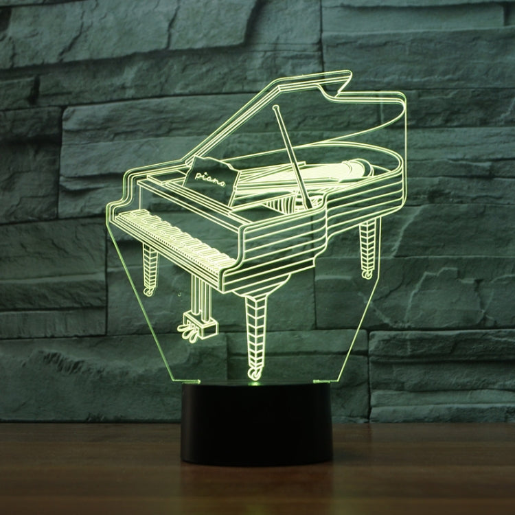 Piano Shape 3D Colorful LED Vision Light Table Lamp, Charging Touch Version, Charging Touch Version