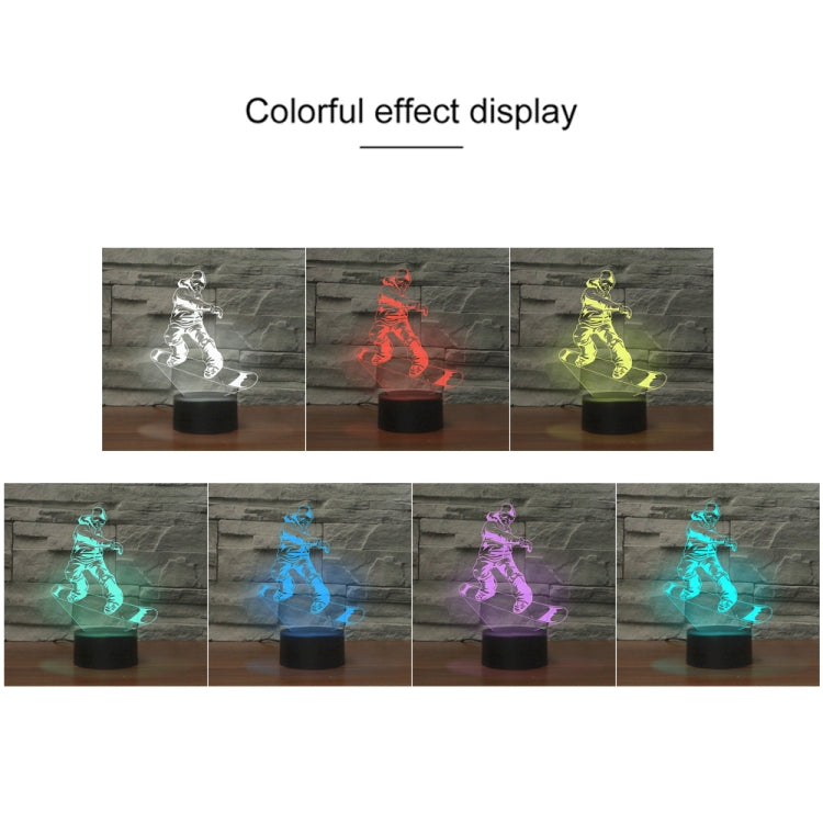 Skate Boy Shape 3D Colorful LED Vision Light Table Lamp, 16 Colors Remote Control Version, 16 Colors Remote Control Version