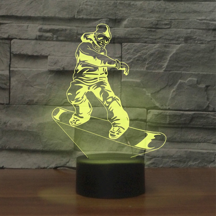 Skate Boy Shape 3D Colorful LED Vision Light Table Lamp, USB & Battery Version, USB & Battery Version