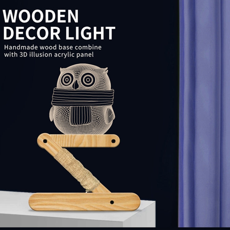 0.5W Children Bedroom Owl Folding Wood Lamp 3D Night Light (Warm Light)
