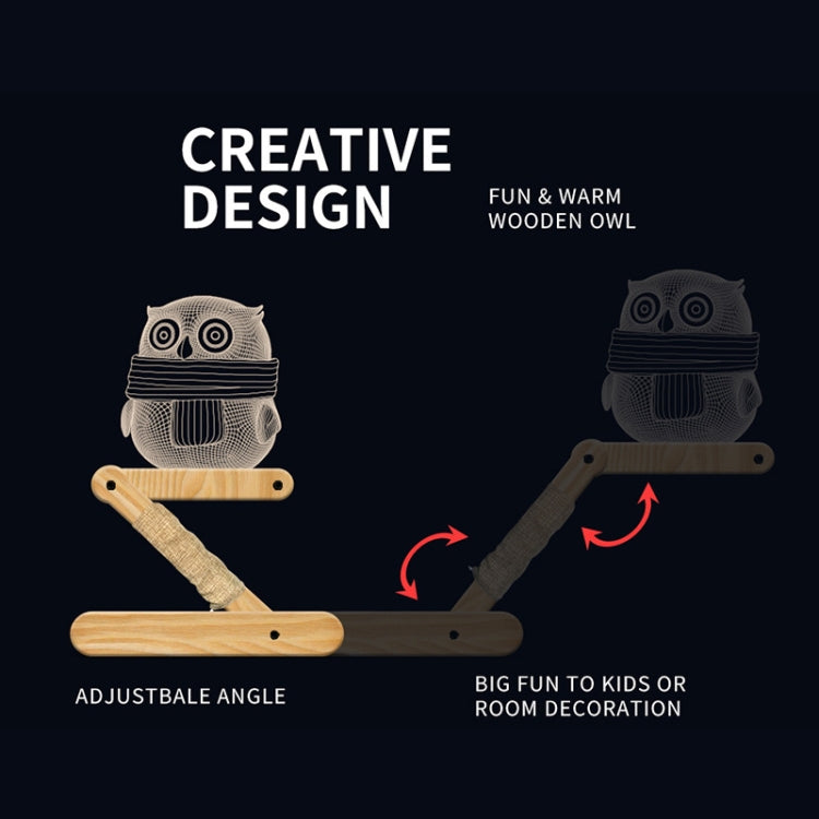 0.5W Children Bedroom Owl Folding Wood Lamp 3D Night Light (Warm Light)