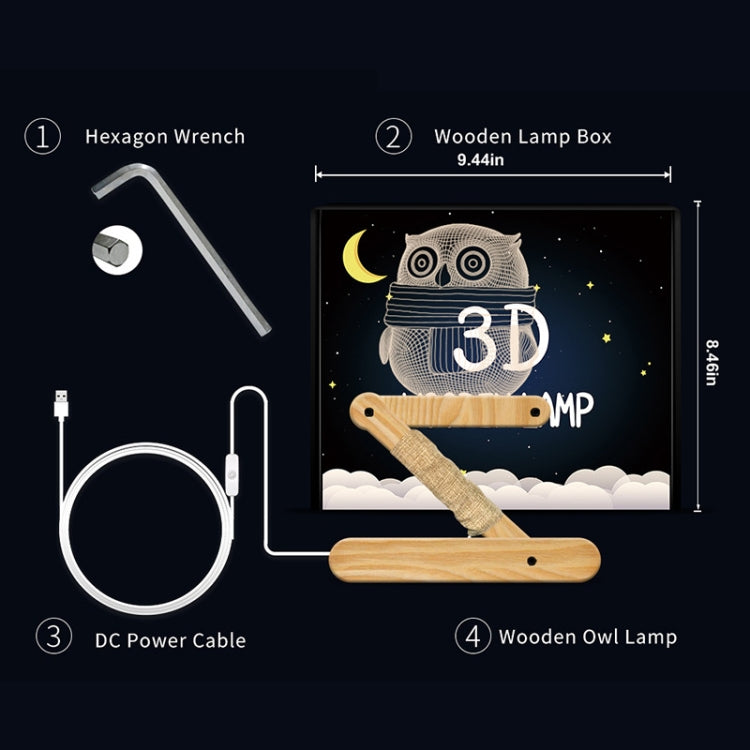 0.5W Children Bedroom Owl Folding Wood Lamp 3D Night Light (Warm Light)