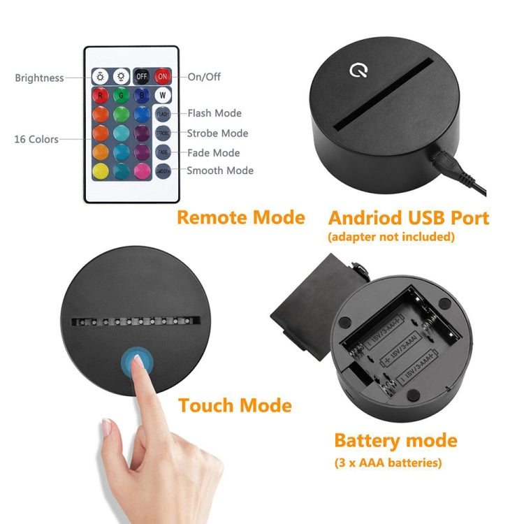 Basketball Black Base Creative 3D LED Decorative Night Light, 16 Color Remote Control Version, 16 Color Remote Control Version