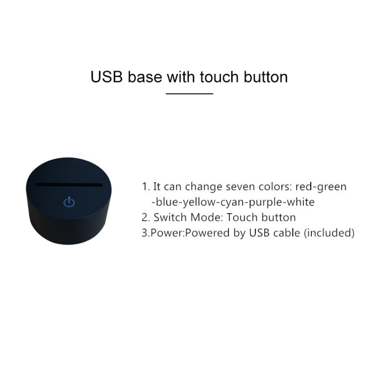 Tortoise Black Base Creative 3D LED Decorative Night Light, USB with Touch Button Version, USB with Touch Button Version