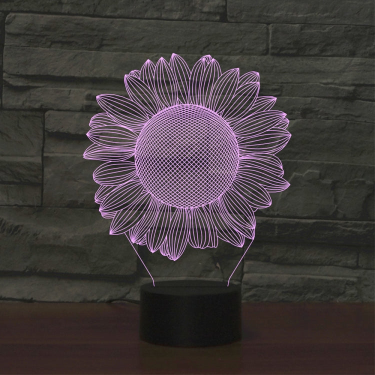 Sunflower Black Base Creative 3D LED Decorative Night Light, Powered by USB and Battery, Powered by USB and Battery