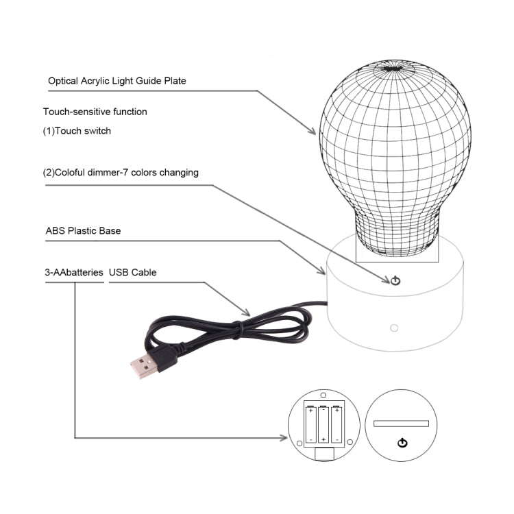 7 Color Discoloration Creative Visual Stereo Lamp Desk Lamp Night Light, Four Circle Abstract Style