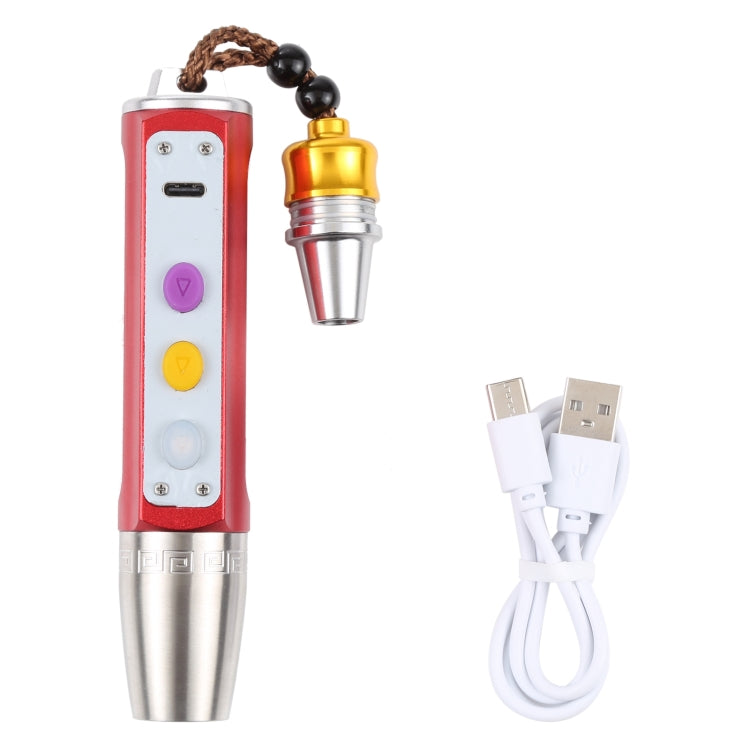 36C Type-C Charging Stepless Dimming Three Light Source Jade Identification Flashlight, 36C