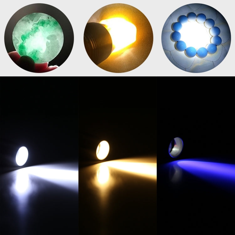 36C Type-C Charging Stepless Dimming Three Light Source Jade Identification Flashlight, 36C