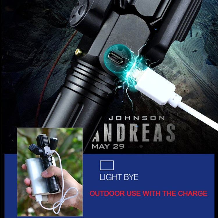 KS-738 USB Charging Waterproof T6+XPE Zoomable LED Flashlight with 4-Modes, KS-738