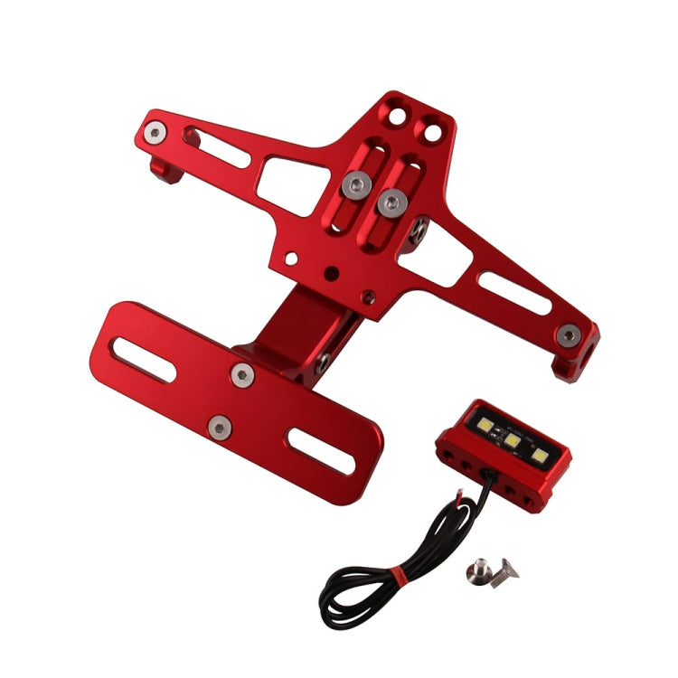 LPF013 Motorcycle Modification Accessories Universal Aircraft Shape Aluminum Alloy License Plate Bracket with LED Lights, Red with LED, Black with LED, Blue with LED