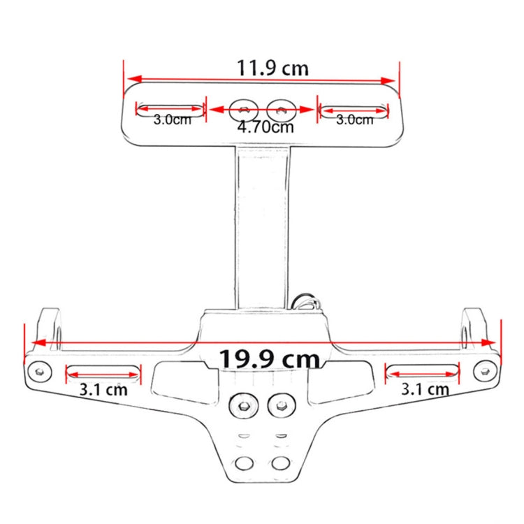 LPF013 Motorcycle Modification Accessories Universal Aircraft Shape Aluminum Alloy License Plate Bracket with LED Lights, Red with LED, Black with LED, Blue with LED