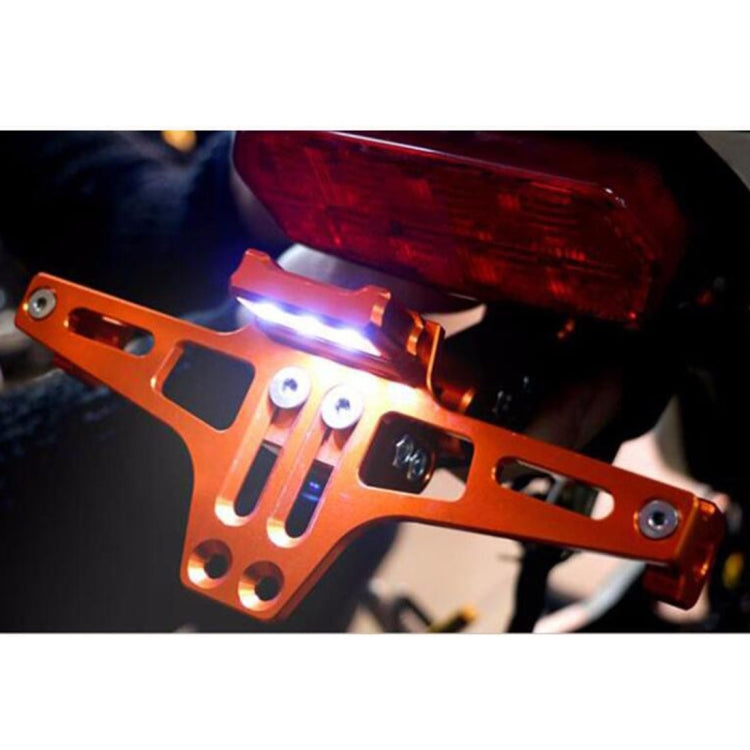 LPF013 Motorcycle Modification Accessories Universal Aircraft Shape Aluminum Alloy License Plate Bracket with LED Lights, Red with LED, Black with LED, Blue with LED