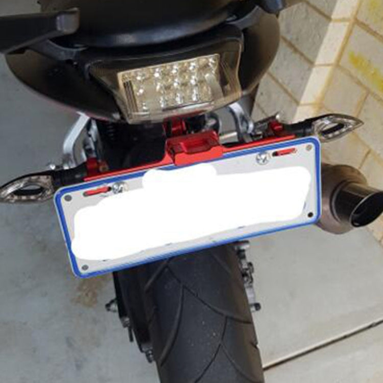 LPF013 Motorcycle Modification Accessories Universal Aircraft Shape Aluminum Alloy License Plate Bracket with LED Lights, Red with LED, Black with LED, Blue with LED