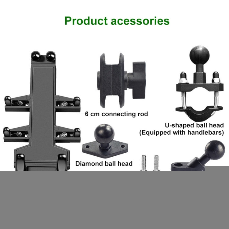 M10 Bolt Ball-Head Motorcycle Multi-function Eight-jaw Aluminum Phone Navigation Holder Bracket, M10 Bolt