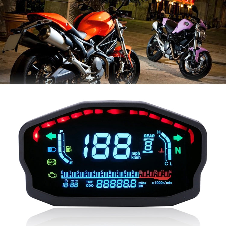 Speedpark Universal Motorcycle Modified LCD Speedometer Digital Backlight Odometer, MLS045
