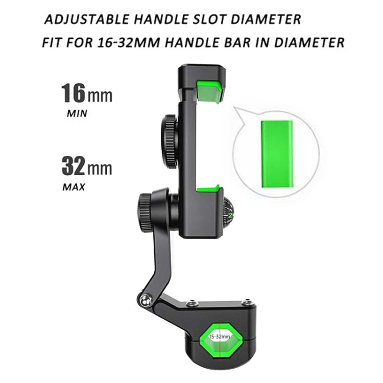 Motorcycle Spherical Compass Phone Holder, Rearview Mirror without Light, Rearview Mirror without Light (Green), Rearview Mirror without Light (Black)