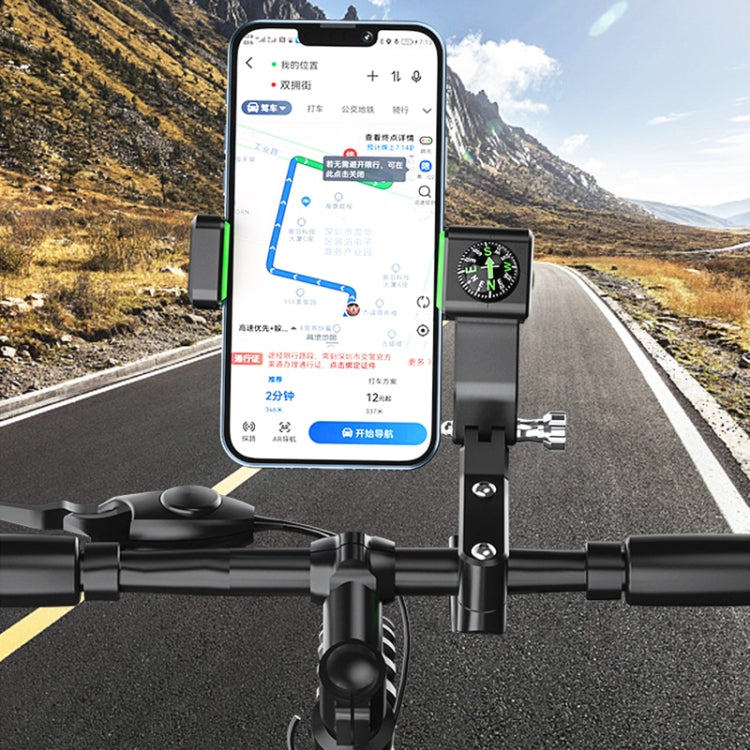 Motorcycle Spherical Compass Phone Holder, Rearview Mirror without Light, Rearview Mirror without Light (Green), Rearview Mirror without Light (Black)