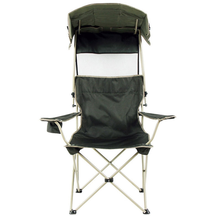 Outdoor Sun Protection Folding Chair Multifunctional Portable Fishing Beach Lounge Chair  With Sunshade Aluminum Folding Chair, Folding Chair(Dark Green)