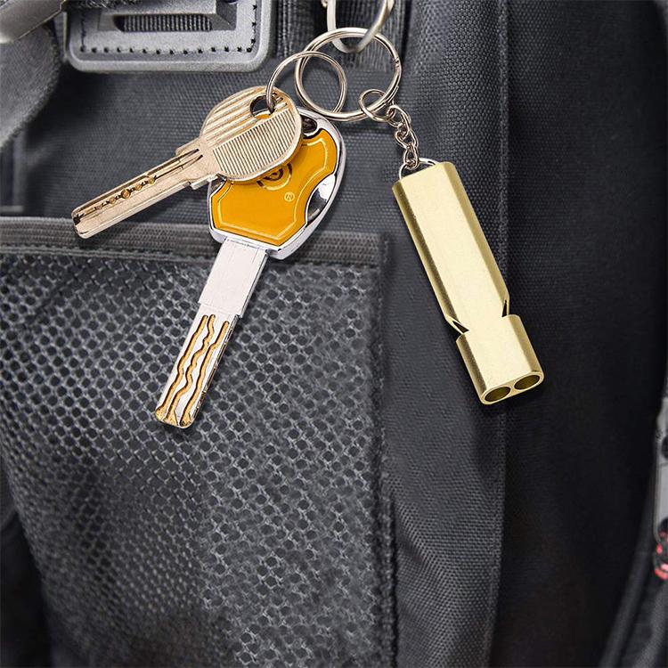 MNL-006 Aluminum Alloy Double Tube High Frequency Whistle Children Outdoor Survival Whistle with Key Ring, 10 PCS Black, 10 PCS Gold, 10 PCS Rose Gold, 10 PCS Silver