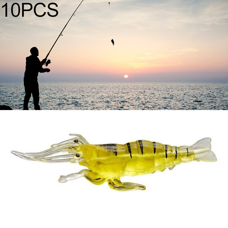 10 PCS 4cm Fishing Soft Bait Lures Popper Poper Baits, Pink Shrimp, Green Shrimp, Transparent Shrimp, Artificial Shrimp, Luminous Shrimp