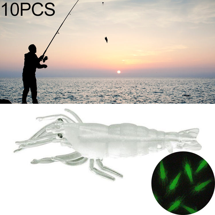 10 PCS 4cm Fishing Soft Bait Lures Popper Poper Baits, Pink Shrimp, Green Shrimp, Transparent Shrimp, Artificial Shrimp, Luminous Shrimp