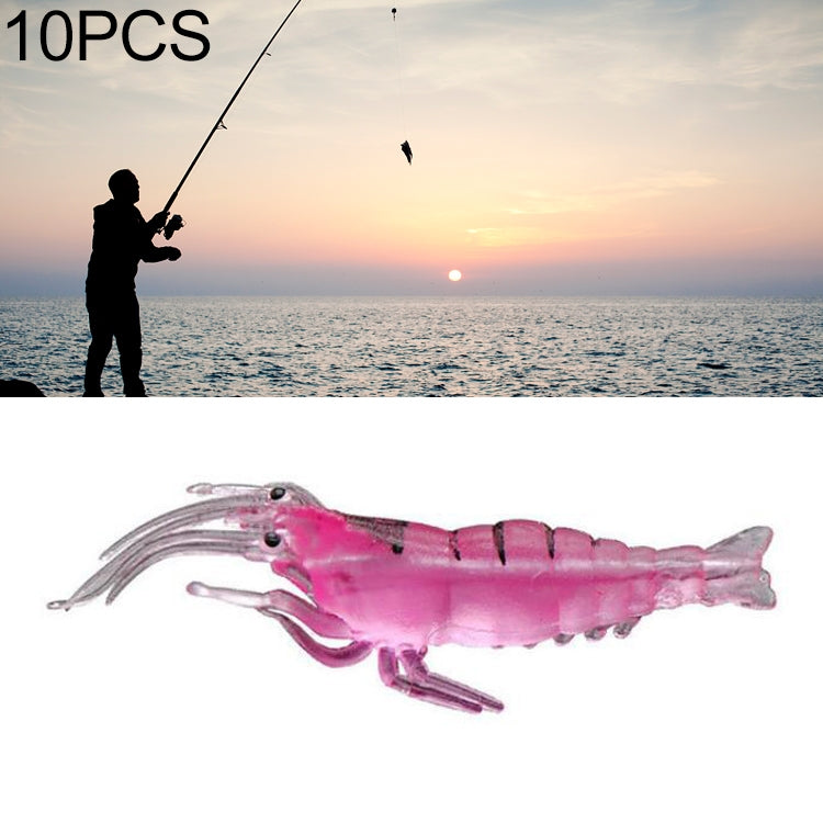 10 PCS 4cm Fishing Soft Bait Lures Popper Poper Baits, Pink Shrimp, Green Shrimp, Transparent Shrimp, Artificial Shrimp, Luminous Shrimp