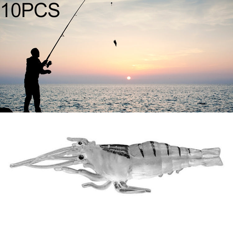 10 PCS 4cm Fishing Soft Bait Lures Popper Poper Baits, Pink Shrimp, Green Shrimp, Transparent Shrimp, Artificial Shrimp, Luminous Shrimp