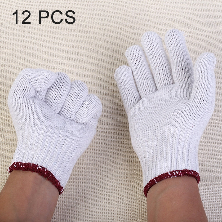 12 Pairs Labor Supplies Breathable Wear-Resistant Protection Cotton Yarn Gloves, 12 Pairs