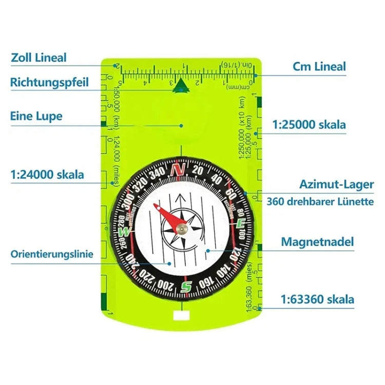 2pcs DC361 Outdoor Multifunctional Compass Map Scale, DC361