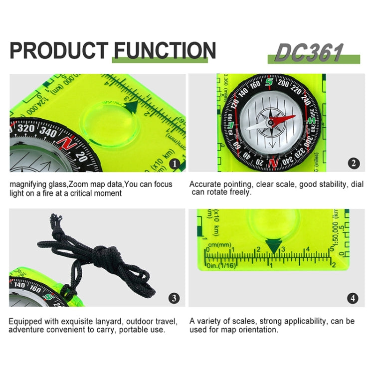 2pcs DC361 Outdoor Multifunctional Compass Map Scale, DC361