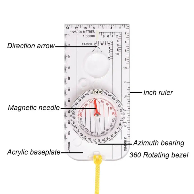 2pcs Nisa DC40-3A Outdoor Transparent Compass Map Scale, DC40-3A