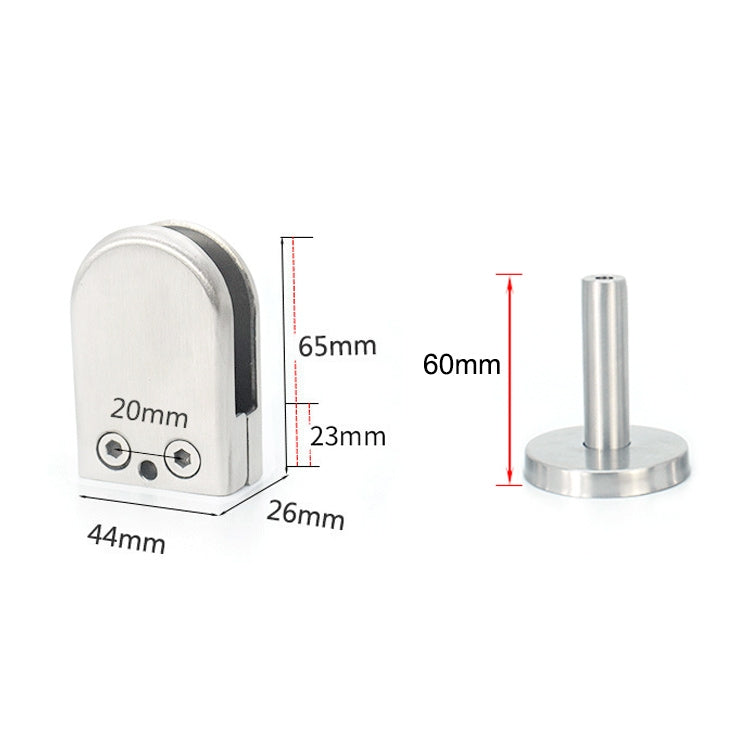 304 Stainless Steel Glass Fish Mouth Support Rod Fixing Clip with 14x60mm Rod, Specification: L, L, with 14x60mm Rod