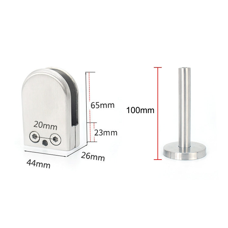 304 Stainless Steel Glass Fish Mouth Support Rod Fixing Clip with 14x100mm Rod, Specification: L, L, with 14x100mm Rod
