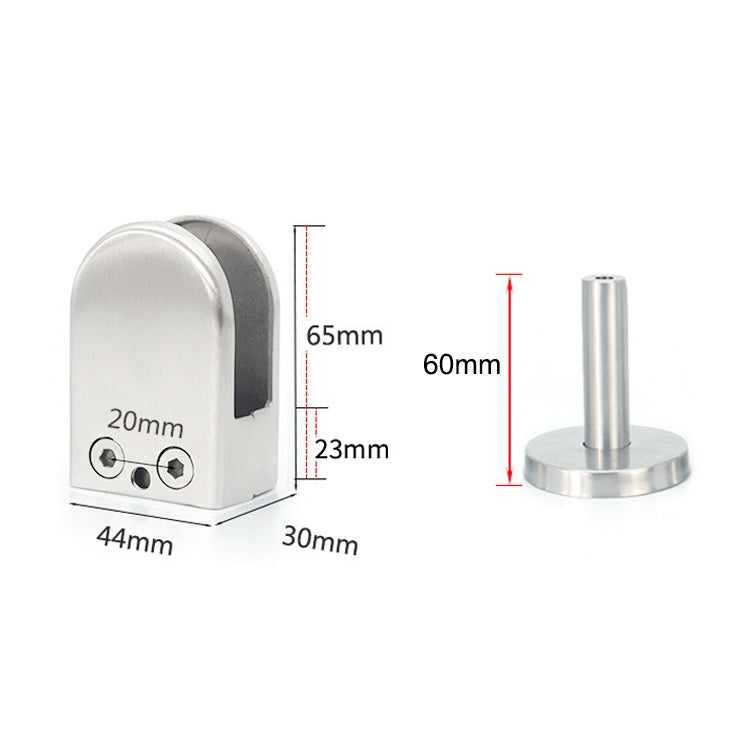 304 Stainless Steel Glass Fish Mouth Support Rod Fixing Clip with 14x60mm Rod, Specification: XL, XL, with 14x60mm Rod