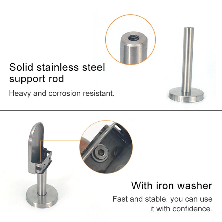 304 Stainless Steel Glass Fish Mouth Support Rod Fixing Clip with 14x100mm Rod, Specification: XL, XL, with 14x100mm Rod