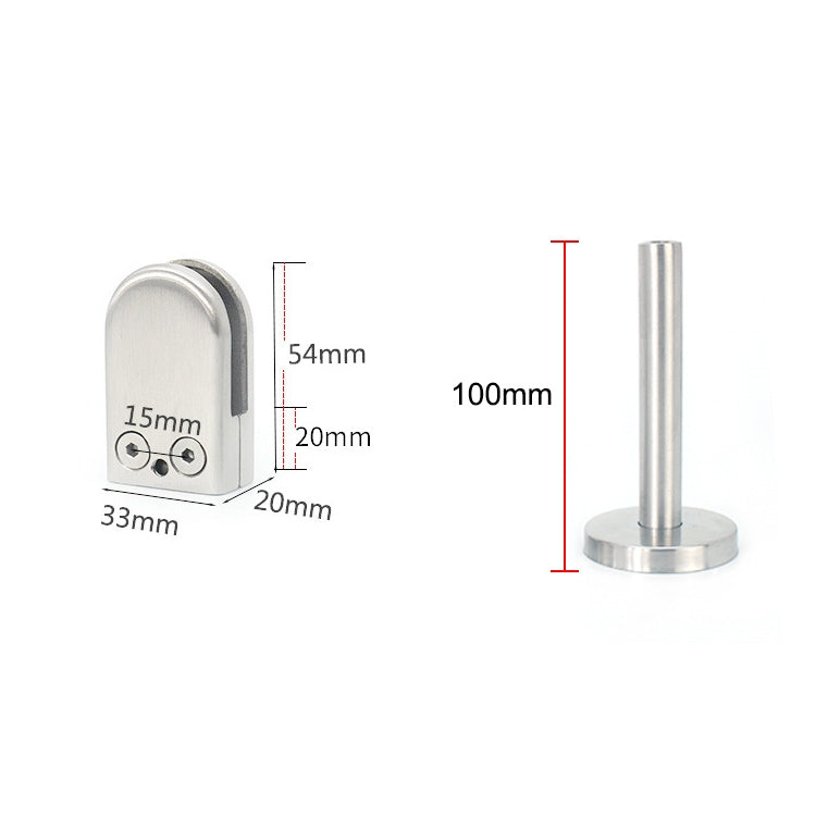 304 Stainless Steel Glass Fish Mouth Support Rod Fixing Clip with 14x100mm Rod, Specification: S, S, with 14x100mm Rod