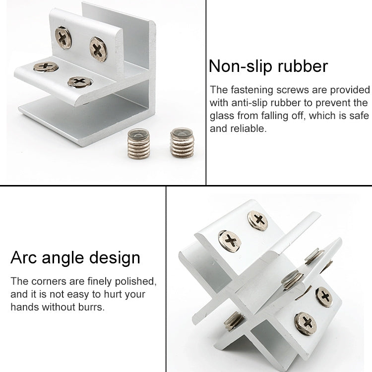 5 PCS Aluminum Alloy Glass Combination Clamp Cabinet Partition Fixing Clip, 90 degrees Cliped 10-12mm, 90 degrees Cliped 10-12mm