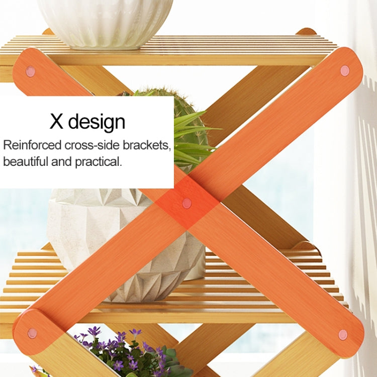 3-Layer Balcony Living Room Collapsible Solid Wood Flower Stand Potted Planting Shelves, Length: 70cm, 70cm 3-Layer
