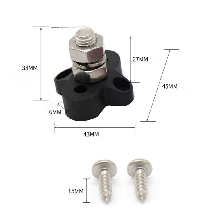 Single Heavy-Duty Terminal Studs Black  M10 Bus Bar for Car / RV / Boat, M10 Black