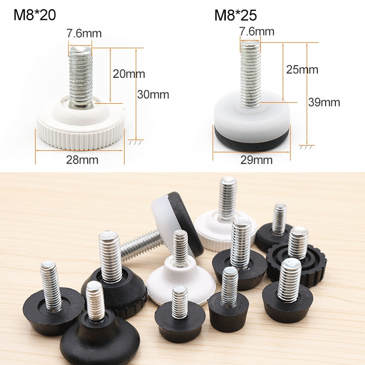 50 PCS Adjustable Foot Pad Furniture Screw Support Stub, M8x20 (White), M8x20 (White)