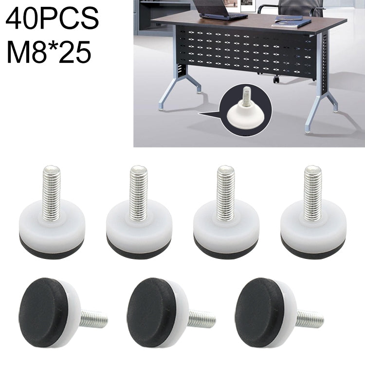 40 PCS Adjustable Foot Pad Furniture Screw Support Stub, M8x25, M8x25