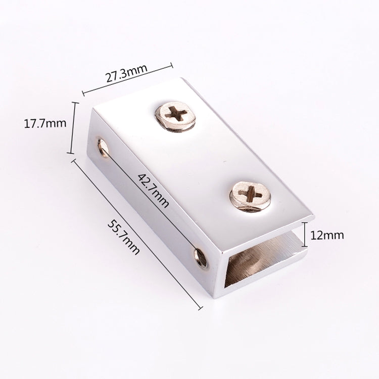 Zinc Alloy Bright Fixed Bracket Connection 12mm Rectangular Glass Fixing Clamp, 12mm Rectangular