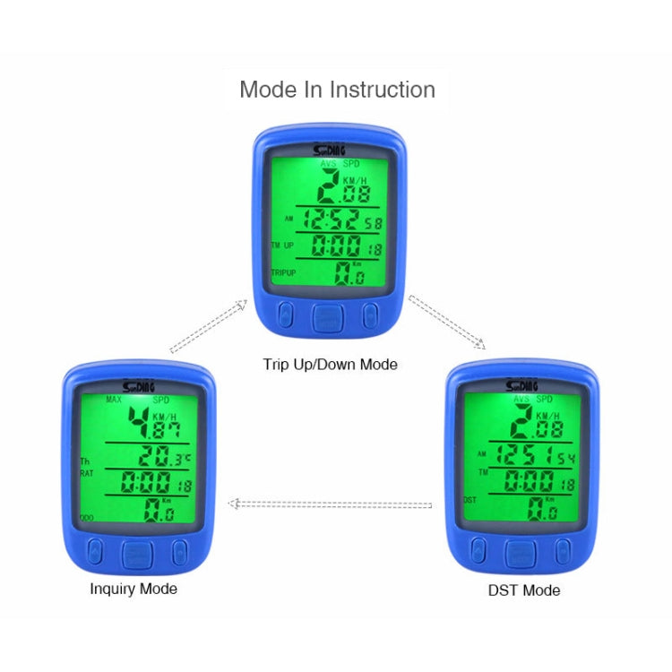 SUNDING 563A Bike Bicycle Waterproof Wired LCD Screen Luminous Mileage Speedometer Odometer, Chinese Version, 563A, Chinese Version