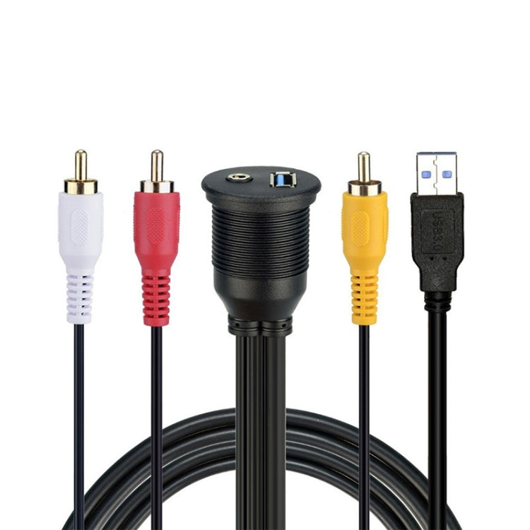 USB 3.0 Male + 3 RCA to USB 3.0 Female + 3.5mm Female Connector Car Adapter Cable, Length: 100cm, 100cm