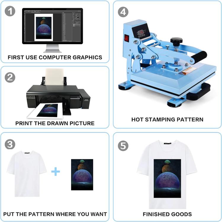 Hand Stamping Machine T-Shirt Clothes Heat Transfer, Size: 23x30cm, US Plug, POD Machine US Plug