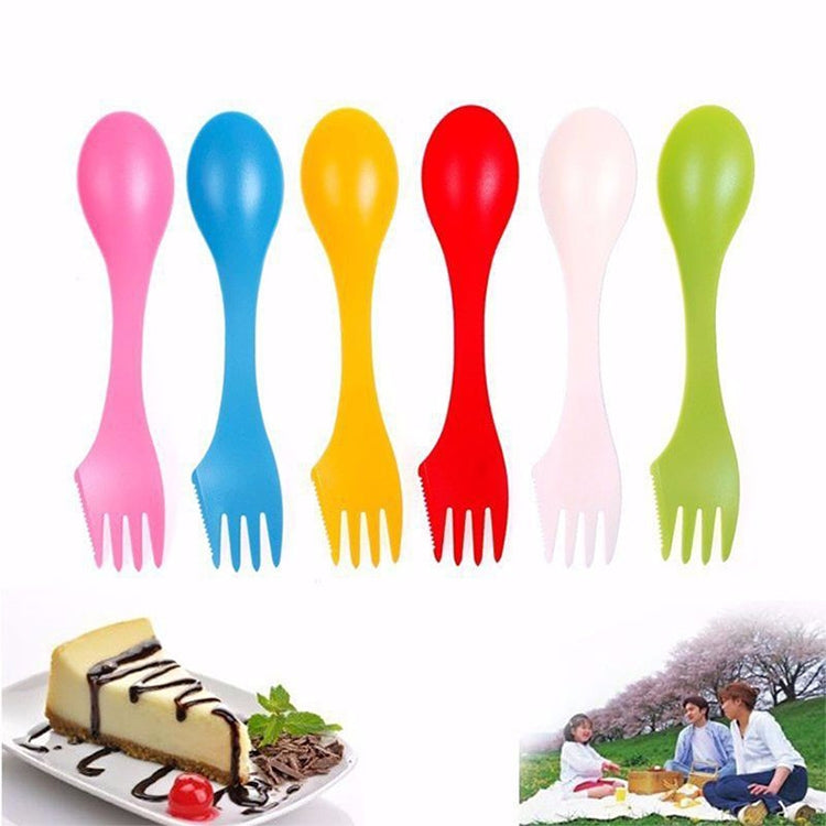 6 in 1 Set Colorful ABS Knife / Fork / Spoon Set, 1 Set