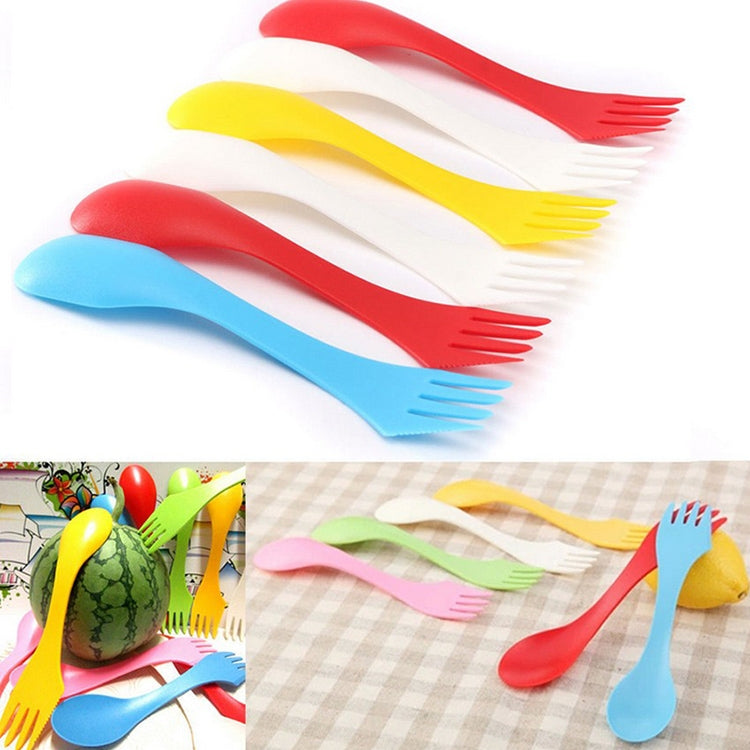 6 in 1 Set Colorful ABS Knife / Fork / Spoon Set, 1 Set